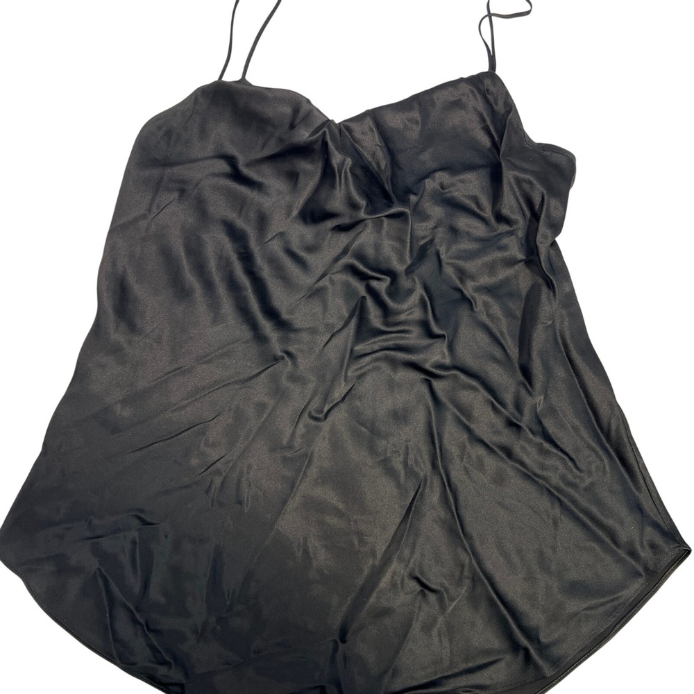 Cinq a Sept Black 100% Silk Cowl Neck Camisole Spaghetti Strap Tank Top XL